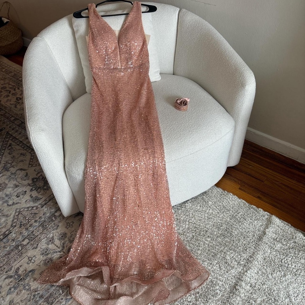 Sparkling Rose Gold Evening Gown